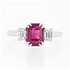 Image 4 : NEW Platinum 2.01 ctw GIA NO HEAT Pink Sapphire & Diamond 3 Stone Engagement Rin