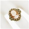 Image 3 : Vintage 14k Gold Oval Carved Shell Cameo w/ Twisted Wire Frame Cocktail Ring
