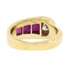 Image 7 : Maurice Tishman Retro 14K Gold & Platinum Diamond & Ruby Buckle Style Band Ring