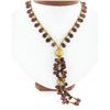 Image 1 : 14k Yellow Gold 16.5" Briolette Cut Tear Drop Garnet & Hammered Bead Necklace