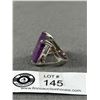 Image 2 : Massive Vintage Genuine Amethyst & Silver Ring