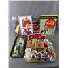 Image 1 : Misc Lot - Tin Signs, Nabob Mugs & Measure Scoops, Vintage Pyrex Mugs, Trays & More