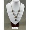 Image 1 : Vintage Sterling Silver Gemstone Necklace. Heavy