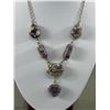 Image 2 : Vintage Sterling Silver Gemstone Necklace. Heavy