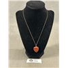 Image 1 : Vintage Gold Filled Chain with Lace Agate Stone Pendant Necklace
