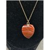 Image 2 : Vintage Gold Filled Chain with Lace Agate Stone Pendant Necklace