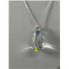 Image 2 : Sterling Silver Chain with Exceptional Glass Pendant Necklace