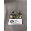 Image 1 : Sterling Silver with Abalone Shell Stone Dangle Earrings Marked 925