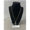 Image 1 : Vintage GoldChain Marked 1/20 12k GF with Dark Green BC Jade Stone Pendant/Necklace