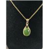 Image 2 : Vintage GoldChain Marked 1/20 12k GF with Dark Green BC Jade Stone Pendant/Necklace