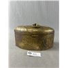 Image 1 : Vintage Etched Brass Over Wood Tea Caddy