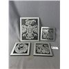 Image 1 : Set of 4 First Nations Art- Handcrafted in BC and Sold Thru Birks (Largest 7.5" x 9.5")
