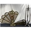 Image 1 : Vintage Griffin Peacock Fireplace Screen with Tool Set