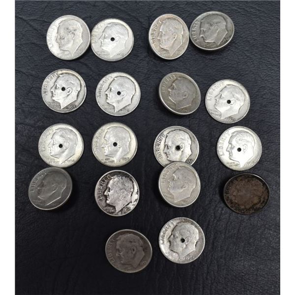 SILVER DIME BUTTONS AND BEADS