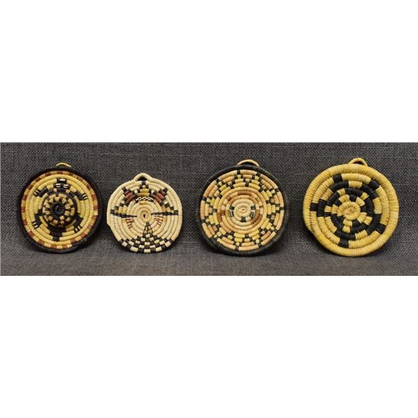 FOUR HOPI BASKETRY PLAQUES