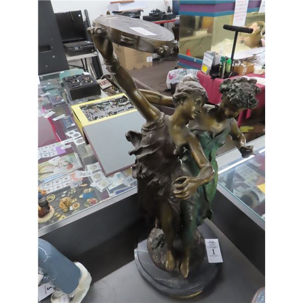 Bronze Tambourine Girls by Dumage - Approx. 30"