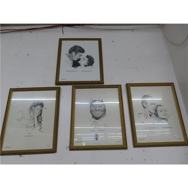 Garris Hill Limited Edition Vintage Movie Sketches w/Clark Gable/Olive de Havilland/