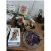 Image 1 : Carnival Glass Dish, Norman Rockwell Plate, Crystal Glass, Figurines w/