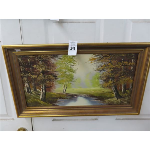 Framed Oil On Canvas Forest Scene Signed Lighter