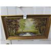 Image 1 : Framed Oil On Canvas Forest Scene Signed Lighter