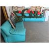 Image 2 : Leather 3 Pc. Sectional Aqua Sofa