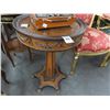 Image 1 : Ornate Burl Round Cast Trim Claw Foot Pedestal Table