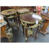 Image 2 : 3-Ornate Burl Cast Brass Trim Round Hall Table - 3 X $