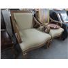 Image 1 : Burl Carved Tan Cloth Oversized Chairs - Pair