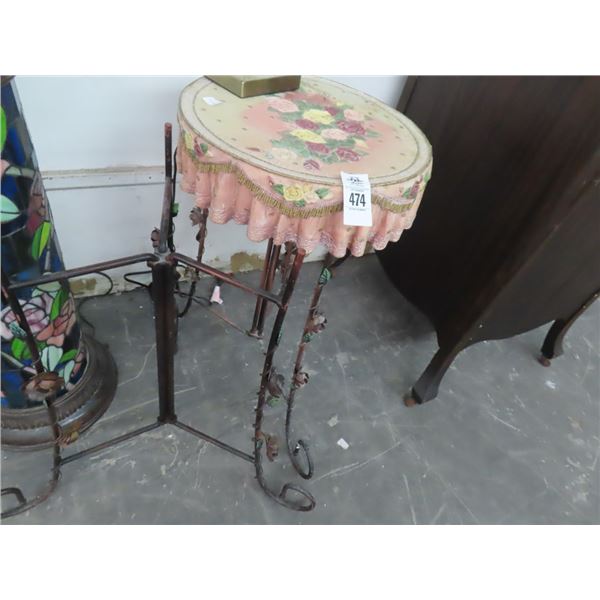 Ornate Floral End Table w/Spare Folding Floral Trim Base