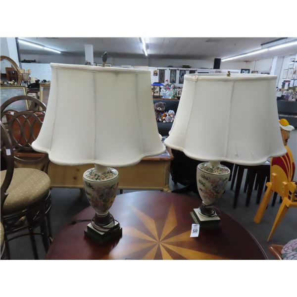 Floral Lamps - Pair