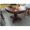 Image 1 : Ornately Carved Burl Top Round Cloth Foot Game Table