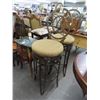 Image 1 : Ornate Iron Padded Swivel Bar Stools - Pair
