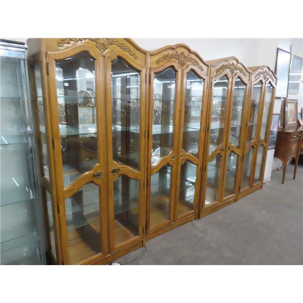 4-Oak Full Carved Curio - 4 X $