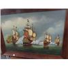 Image 2 : Framed Oil On Canvas Tall Ship Battle - Signed Zeeman