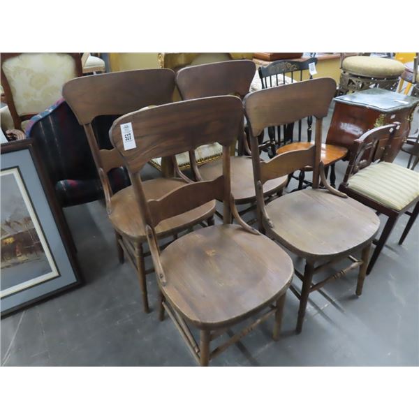 Antique Oak Dining Chairs - Set of 4