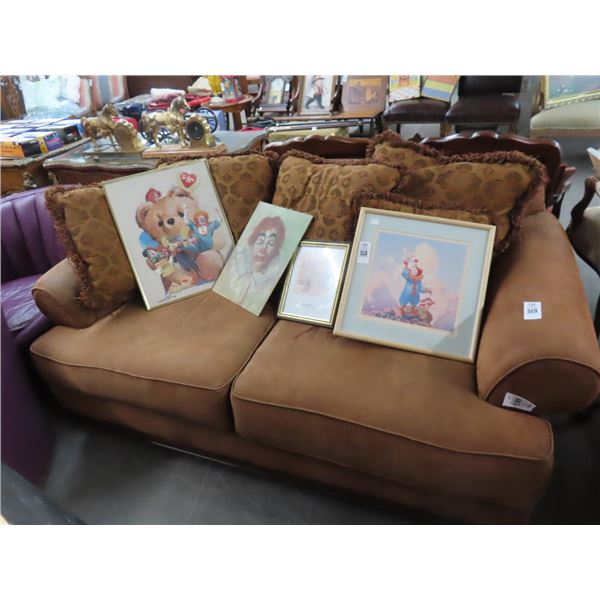 Brown MF Padded Loveseat w/Pillows
