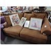 Image 1 : Brown MF Padded Loveseat w/Pillows