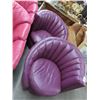Image 1 : Plum Leather Conteporary Easy Chairs - Pair