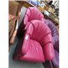 Image 1 : Mauve Leather Contemporary Swivel Armchairs - Pair