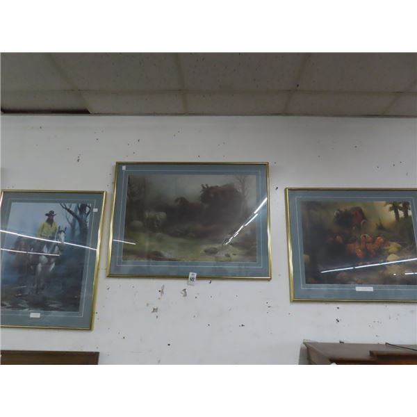 3-Framed Western Equestrian Wall Art The Loner/Stage To Deadwood/Other