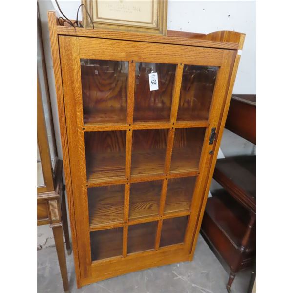 Tiger Oak Mission Glass Door Cabinet