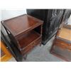 Image 2 : Mahogany w/Leather Inlay Rolling End Tables -Pair - One Needs Leg Repair
