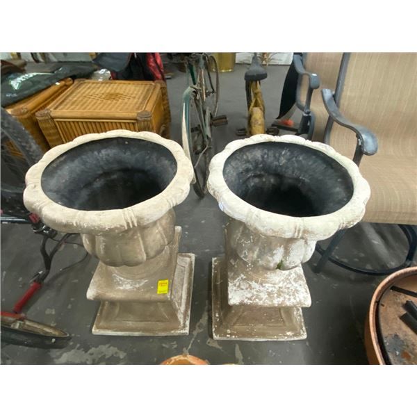 Large Cast Plastic Patio Planters - Pair