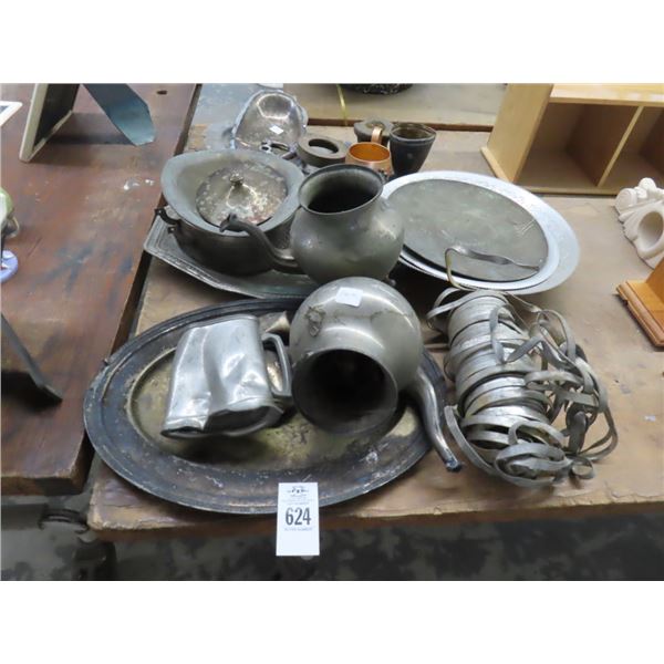 Alum/Silverplate Trays/Table Items