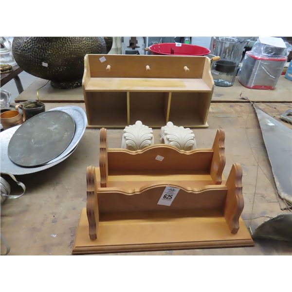 Wooden Shelves, Valance Rod Supports
