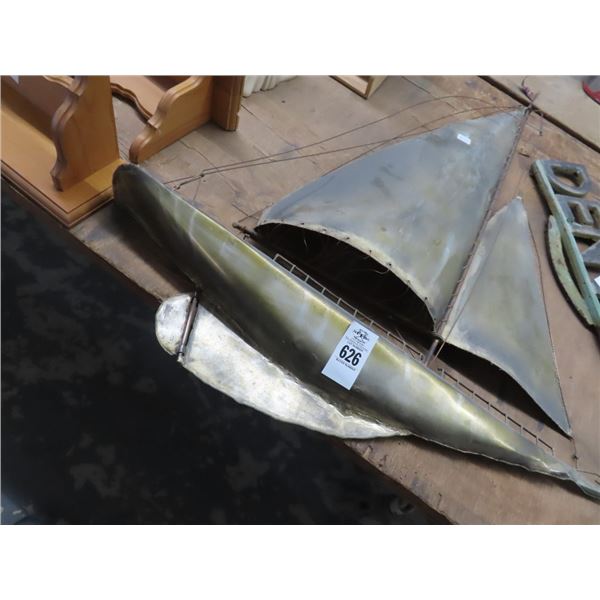 Large Brass Sailboat Wall Décor
