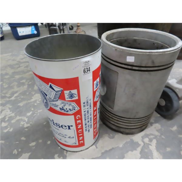Budweiser Waste Can, Cast Metal Fitting w/Chain