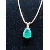Image 2 : 14K YG Emerald/Diamond Pendant w/One Pear Mixed Cut Emerald and One