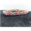 Image 1 : 18K YG Ruby/Diamond Bracelet w/88 Square Caibre Cut Rubies and 54 Round