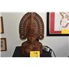 Image 1 : HAND CARVED WOODEN BUST OF A BALINESE FEMALE WARRIOR OR GODDESS